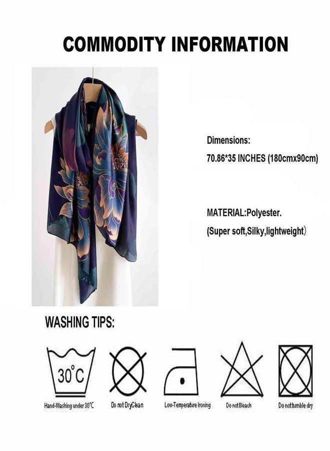 Acotavie Scarfs for Women Dressy Fashion Scarves Long Floral Pattern Scarf Lightweight Sunscreen Shawls (C002 Purple) - Image 5